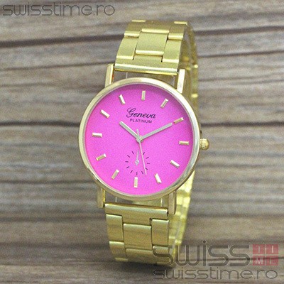 Ceas Dama Geneva Platinum Gold Edition-roz
