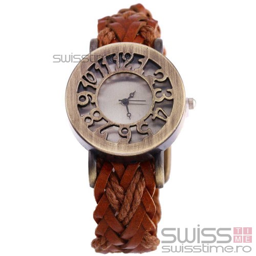 Ceas Dama Quartz Leather Vintage Braid