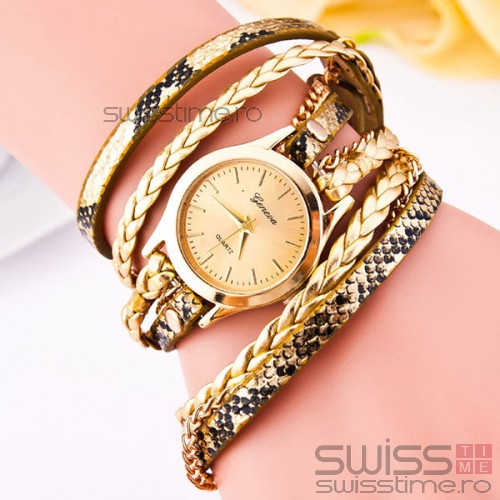 Ceas Dama Quartz Geneva Exotic-gold