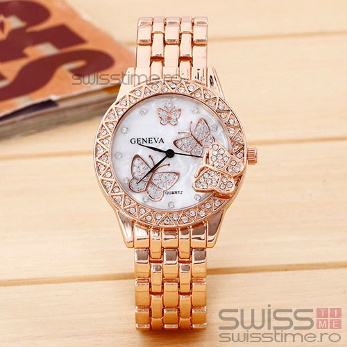 Ceas Dama Quartz Geneva Crystal Butterfly