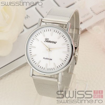 Ceas Dama Quartz Geneva Classic SilverGold-silver