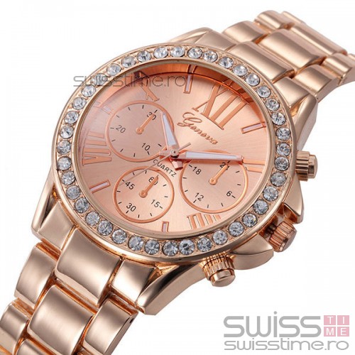 Ceas Dama Quartz Geneva Grandiosa-rose