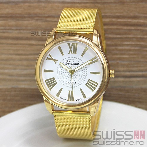 Ceas Dama Quartz Geneva Crystal Elite-gold