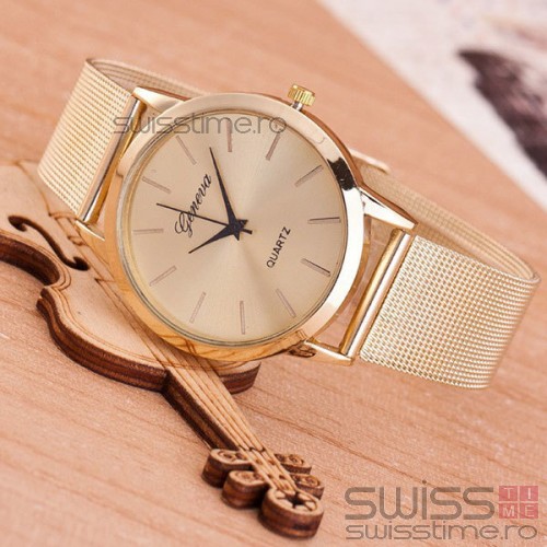 Ceas Dama Quartz Geneva Golden Silk