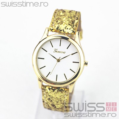 Ceas Dama Quartz Geneva Confetti Glitter-gold