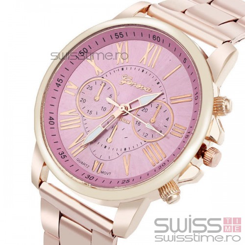 Ceas Dama Quartz Geneva Casual Rose-roz