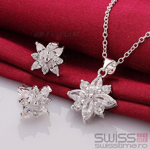 Set Silver Flower