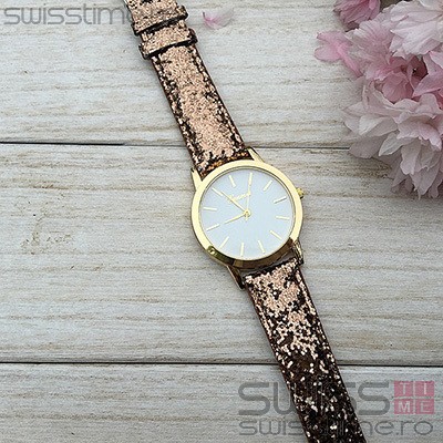 Ceas Dama Quartz Geneva Confetti Glitter-maro