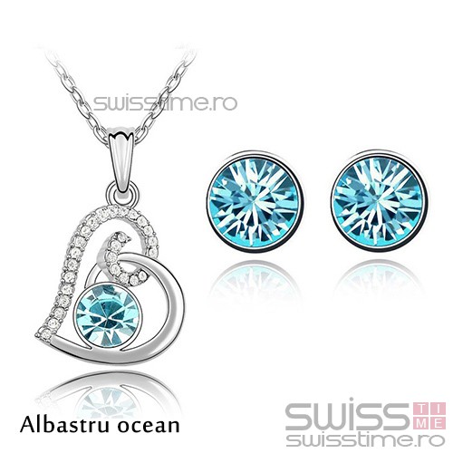 Set Crystallized Heart-Albastru ocean