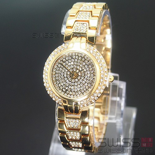 Ceas Dama Quartz Geneva Crystal Luxury -gold