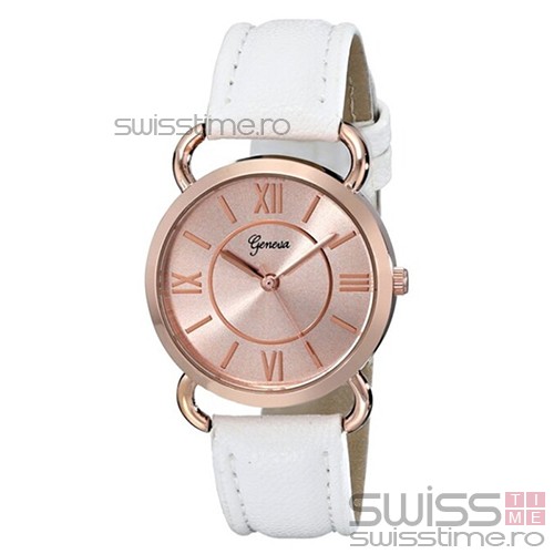 Ceas Dama Quartz Geneva Desire Luxury-rose gold - alb