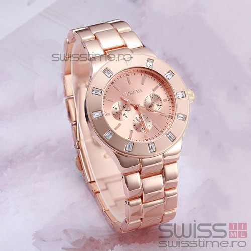 Ceas Dama Quartz Geneva Diamond Deluxe