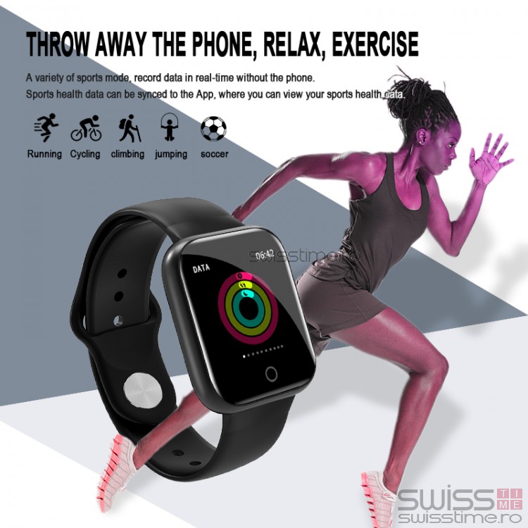 Ceas Sport Fitness Tracker Smartwatch i5 negru