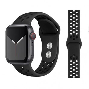 Bratara silicon compatibila Apple Watch 1/2/3/4, 42/44 mm, S/M, 8012ACS-negru