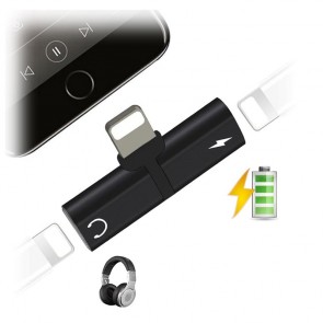 Adaptor iPhone Splitter 2in1 ascultare casti si incarcare separata 13005CBL-negru