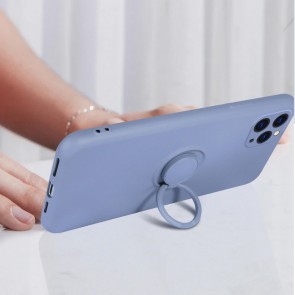 Husa silicon compatibila cu iPhone 12 cu inel rotativ eSelect albastru