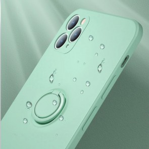 Husa silicon compatibila cu iPhone 12 Pro cu inel rotativ eSelect verde