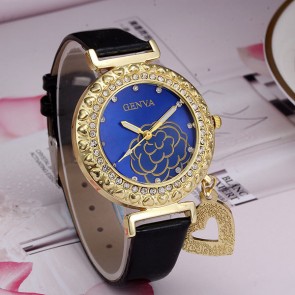 Ceas Dama Quartz Geneva Gold Flower