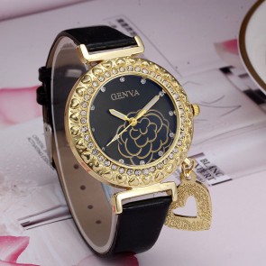 Ceas Dama Quartz Geneva Gold Flower